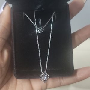 925 Silver layered boxed chain new center stone